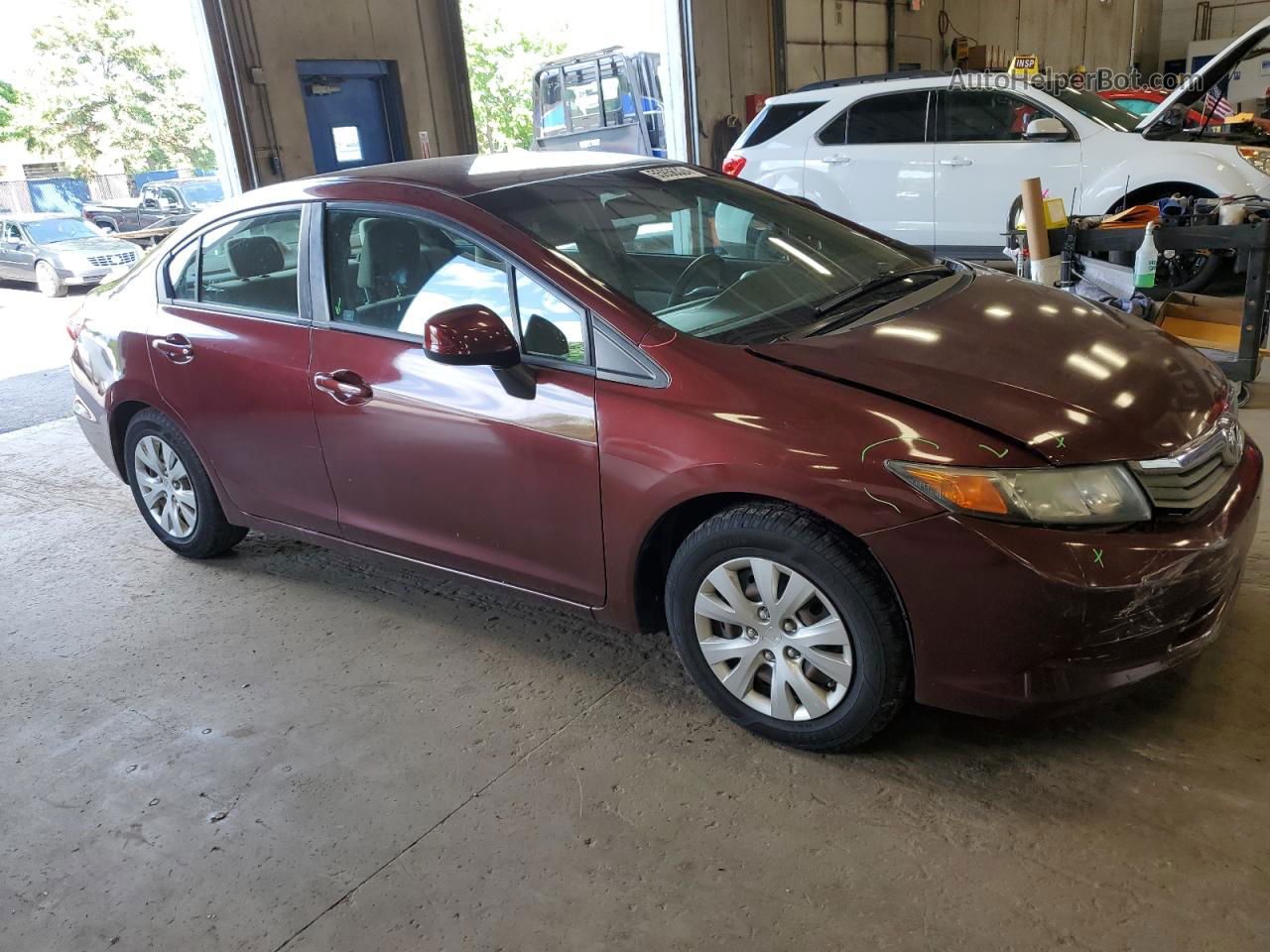 2012 Honda Civic Lx Burgundy vin: 19XFB2F5XCE347804