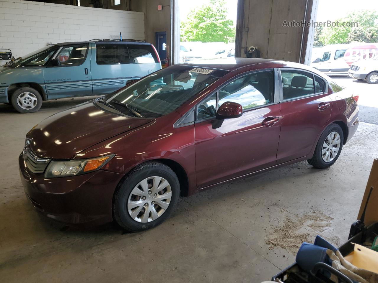 2012 Honda Civic Lx Burgundy vin: 19XFB2F5XCE347804