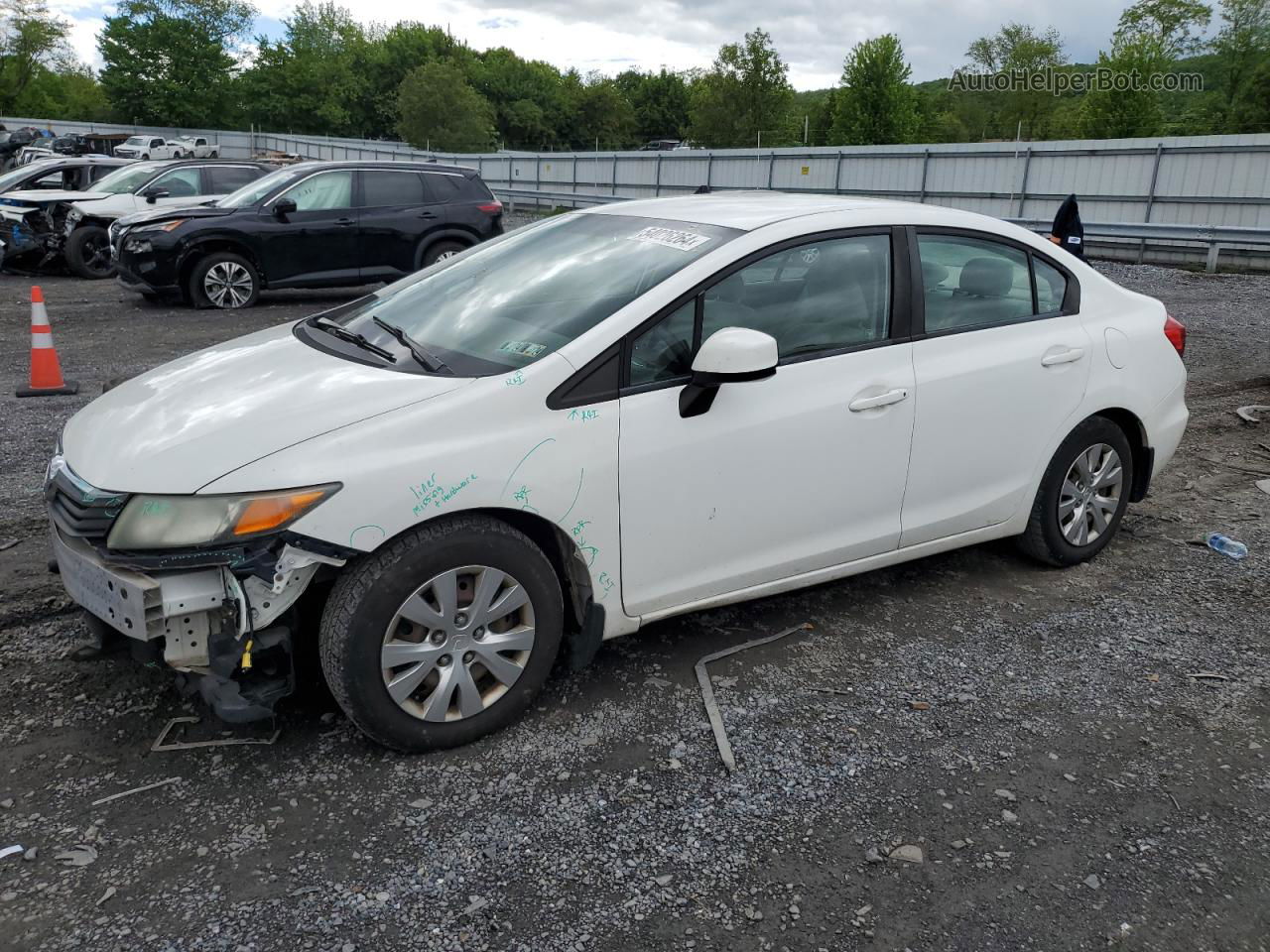 2012 Honda Civic Lx White vin: 19XFB2F5XCE372007