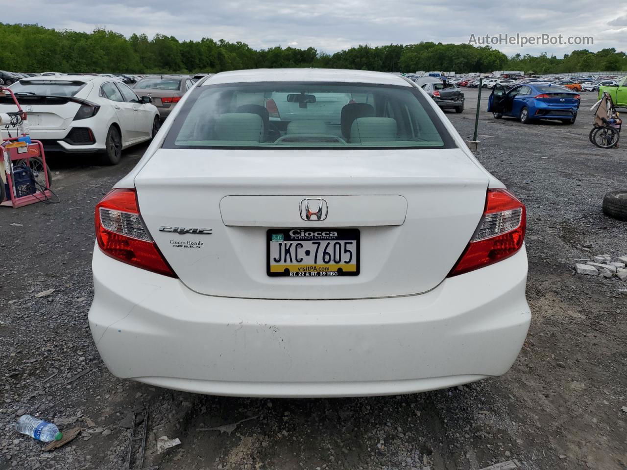 2012 Honda Civic Lx White vin: 19XFB2F5XCE372007