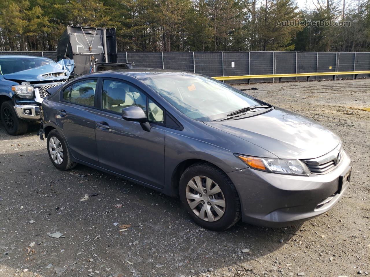 2012 Honda Civic Lx Gray vin: 19XFB2F5XCE381242