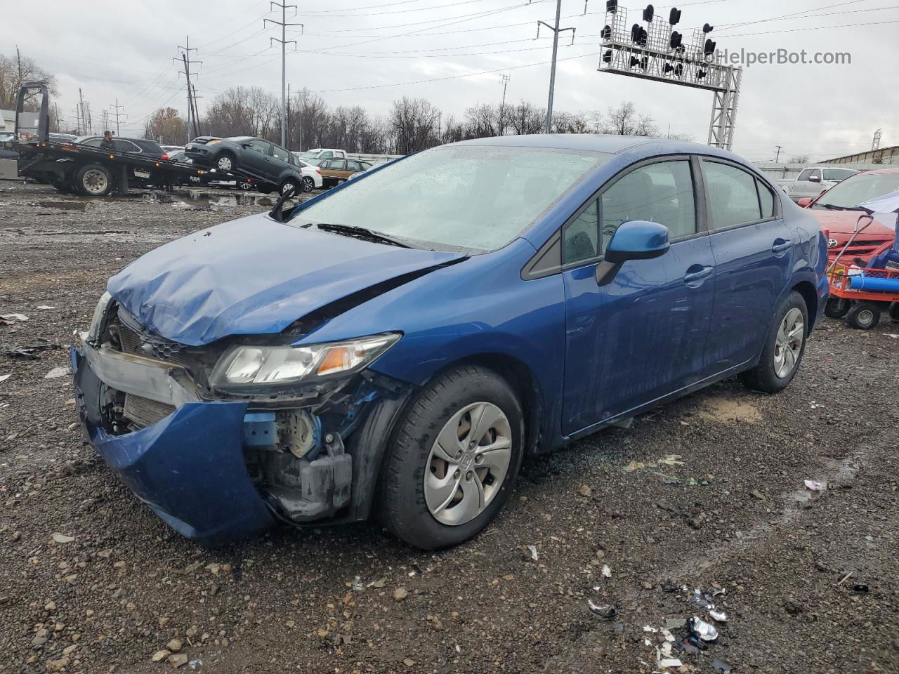 2013 Honda Civic Lx Blue vin: 19XFB2F5XDE100008