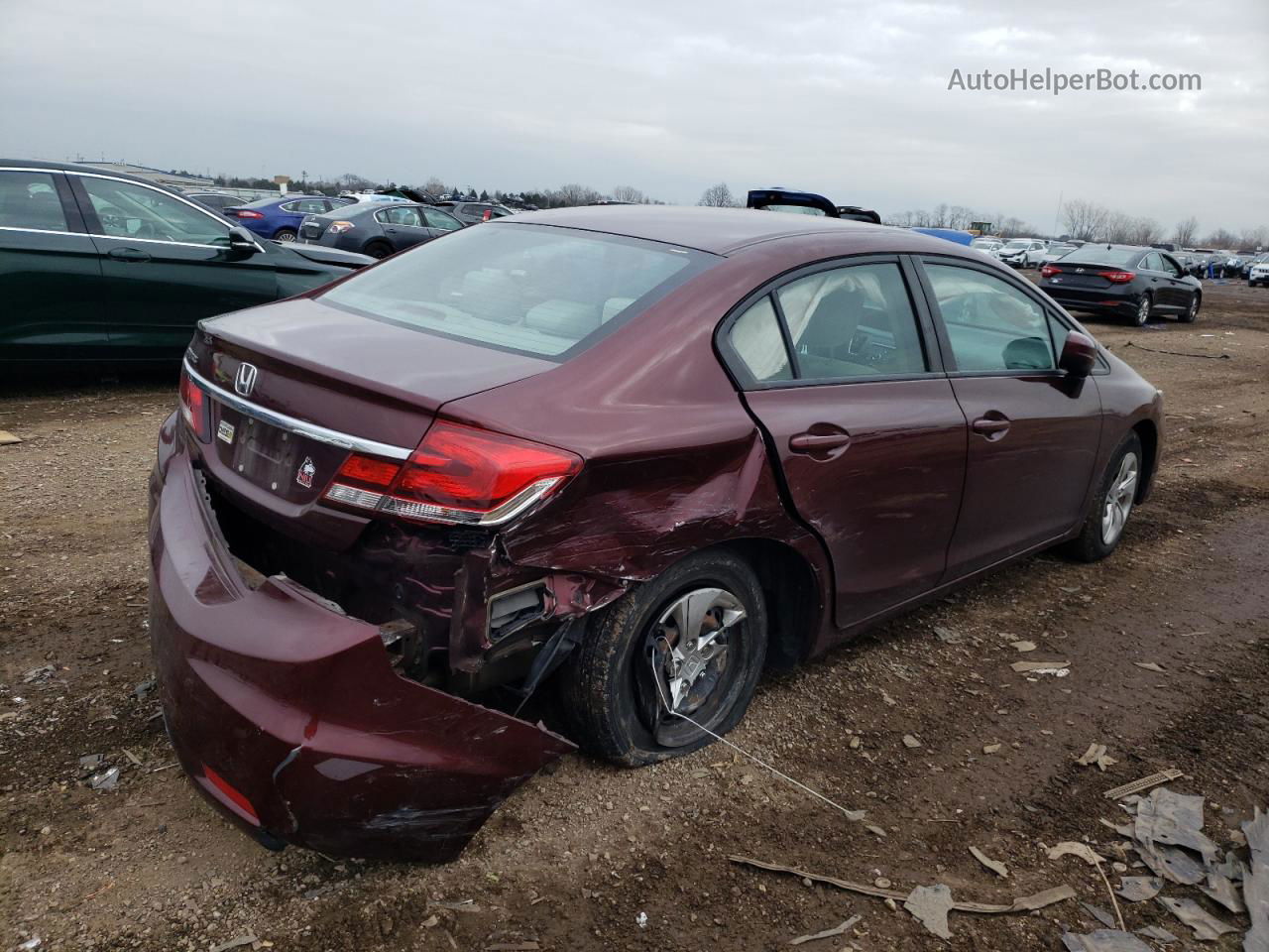 2014 Honda Civic Lx Burgundy vin: 19XFB2F5XEE032939