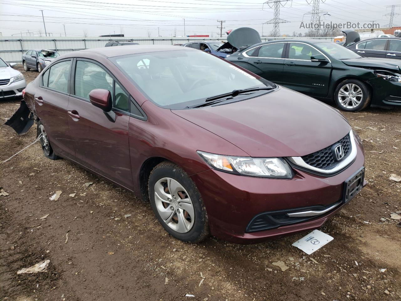 2014 Honda Civic Lx Бордовый vin: 19XFB2F5XEE032939