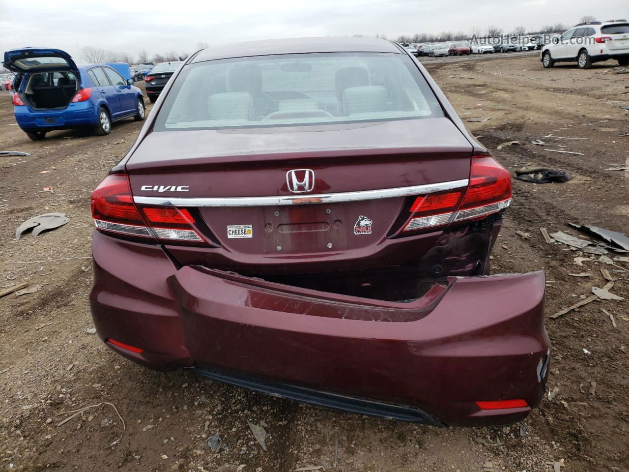 2014 Honda Civic Lx Burgundy vin: 19XFB2F5XEE032939