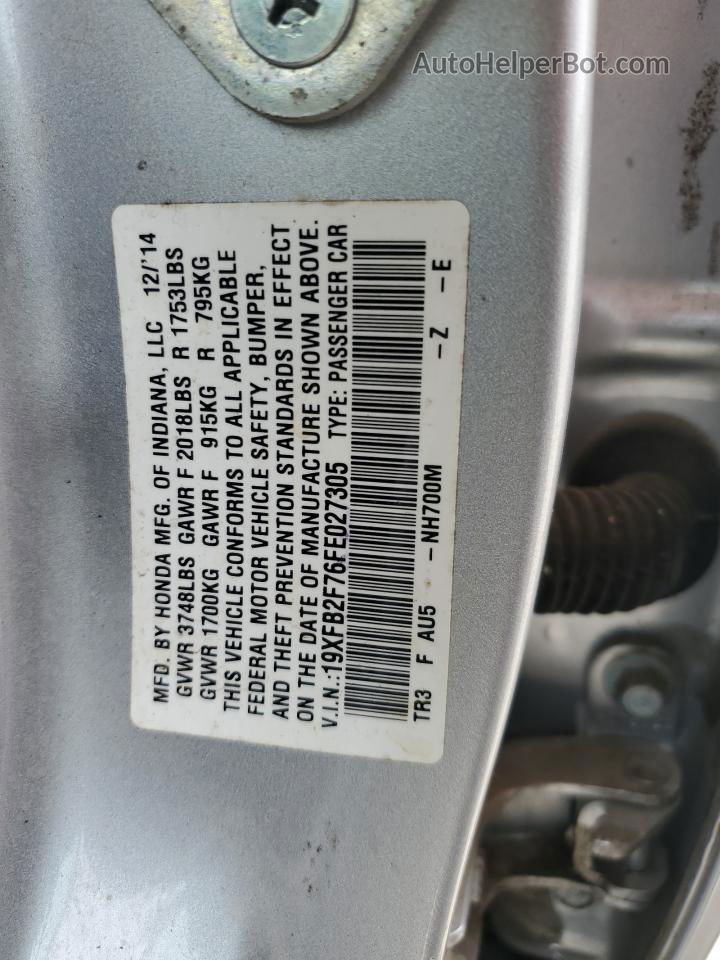 2015 Honda Civic Se Silver vin: 19XFB2F76FE027305