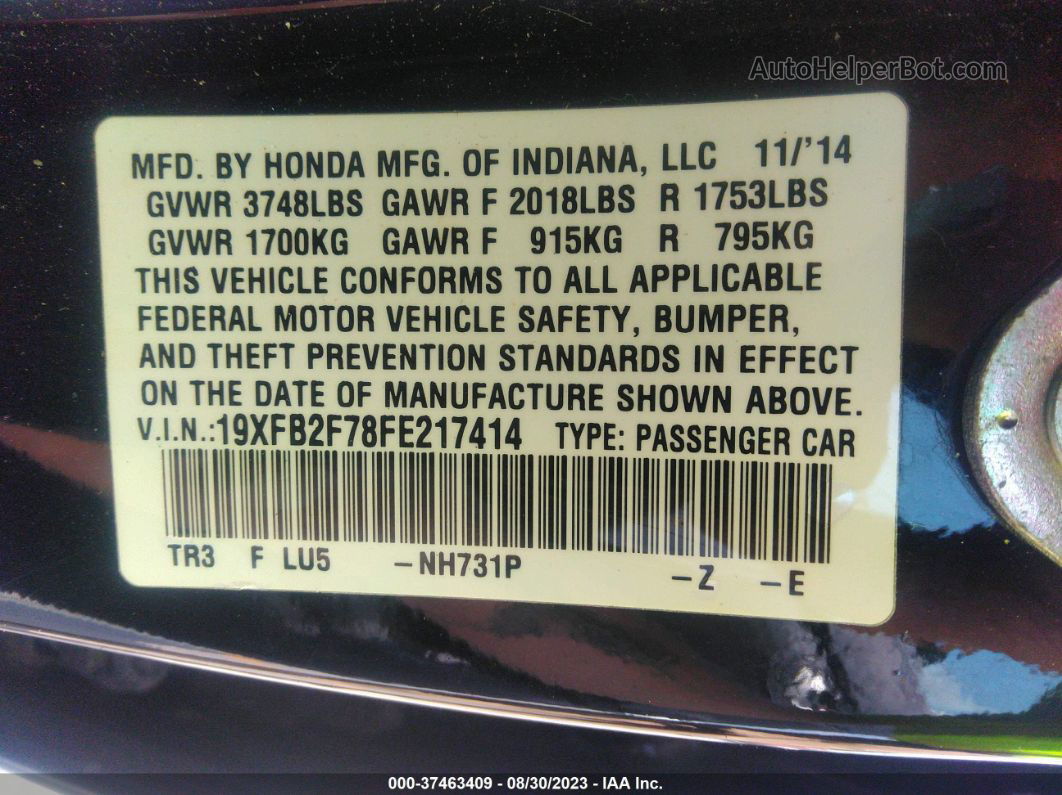 2015 Honda Civic Se Черный vin: 19XFB2F78FE217414