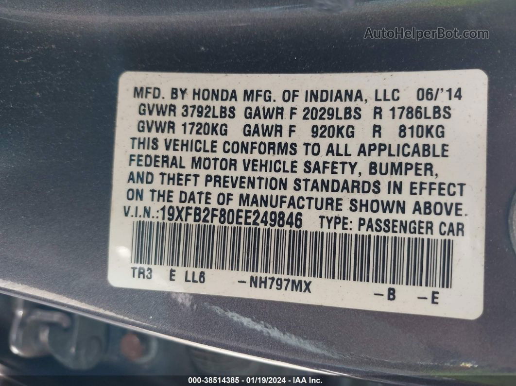 2014 Honda Civic Ex Gray vin: 19XFB2F80EE249846