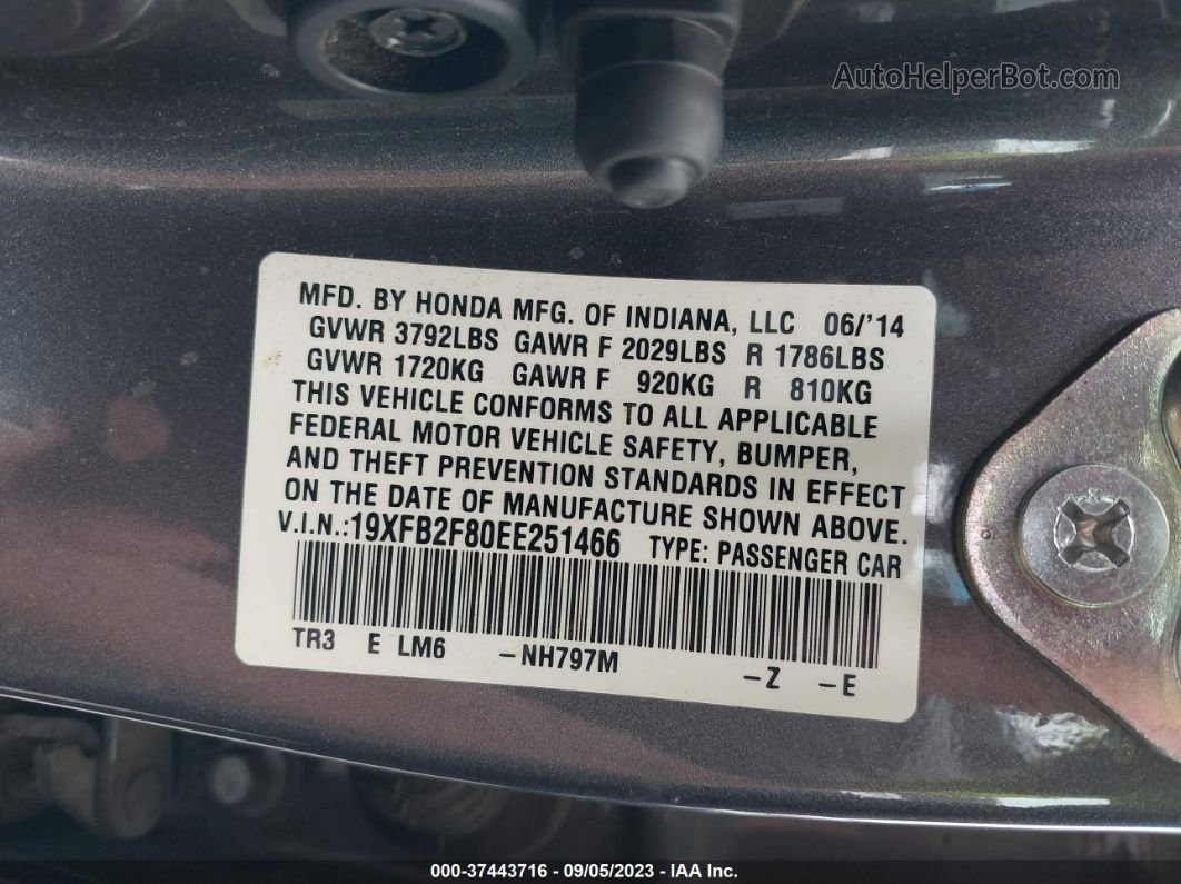 2014 Honda Civic Sedan Ex Gray vin: 19XFB2F80EE251466