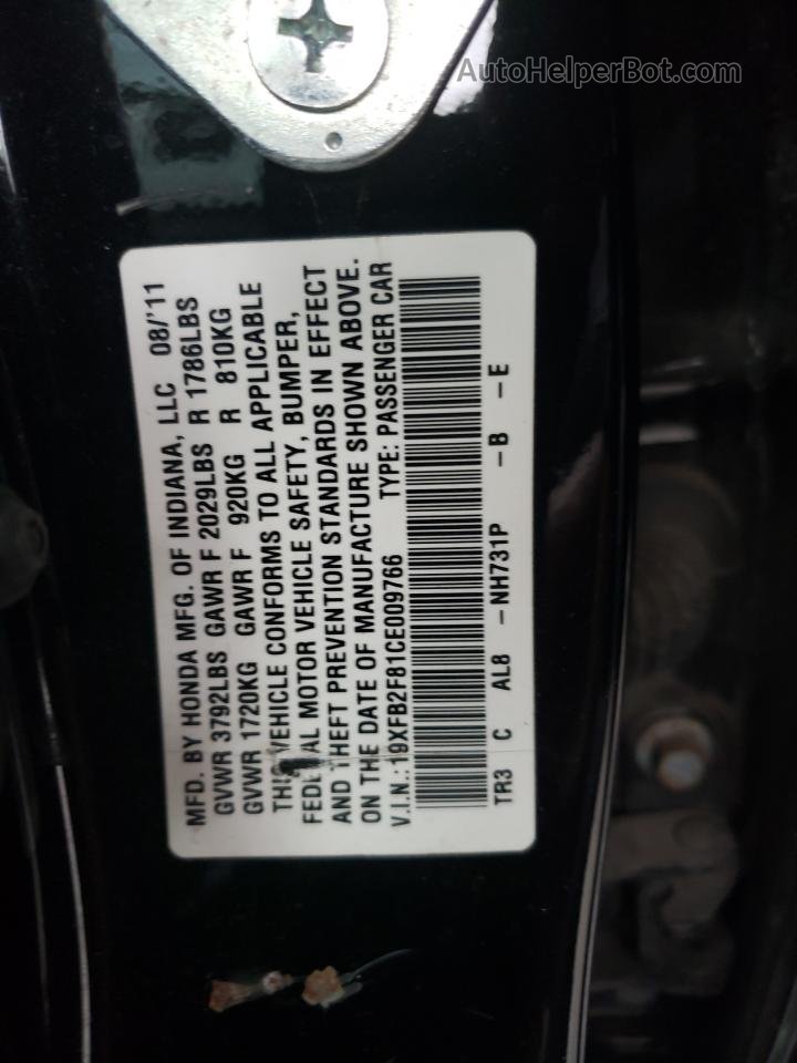 2012 Honda Civic Ex Черный vin: 19XFB2F81CE009766