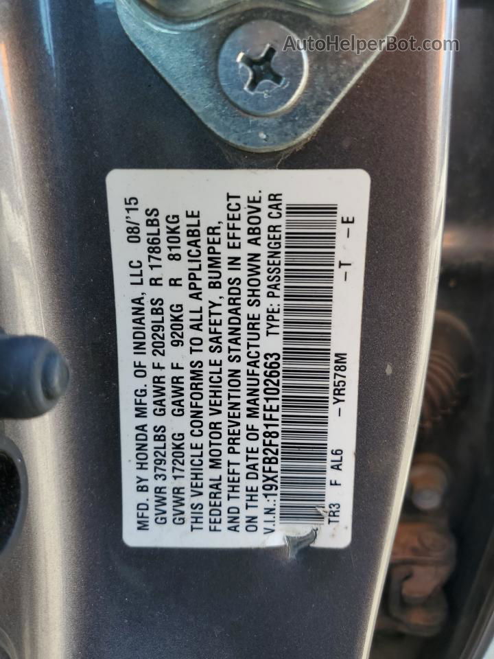 2015 Honda Civic Ex Gray vin: 19XFB2F81FE102663