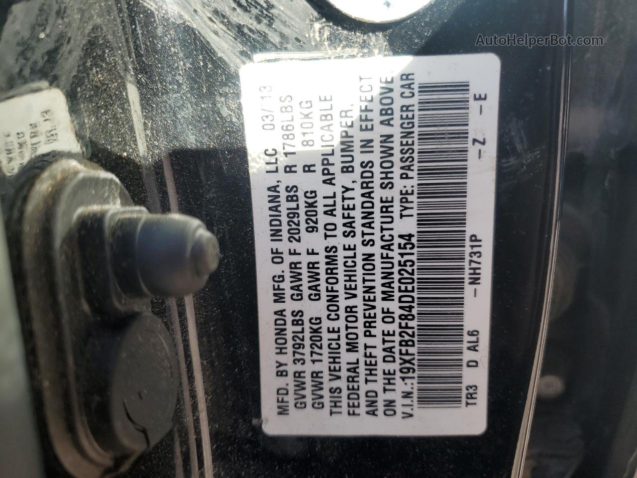 2013 Honda Civic Ex Черный vin: 19XFB2F84DE025154