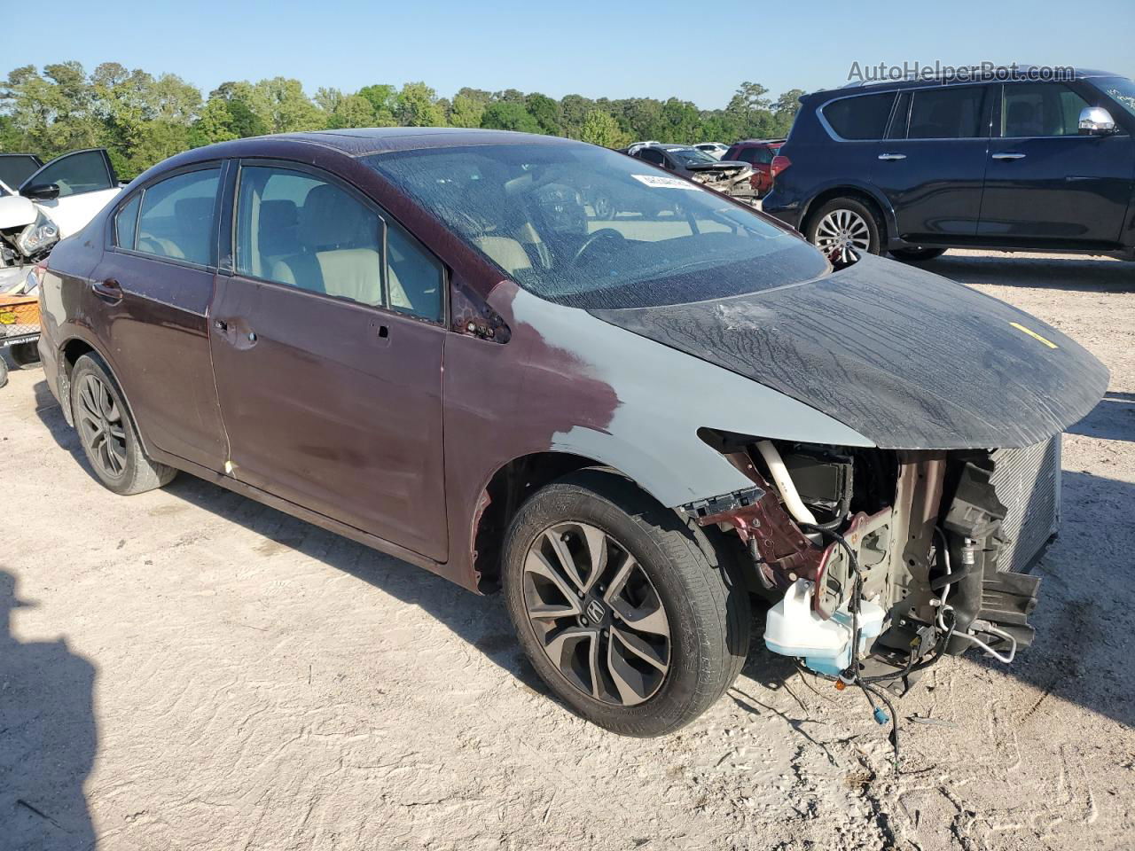 2013 Honda Civic Exl Burgundy vin: 19XFB2F91DE076622