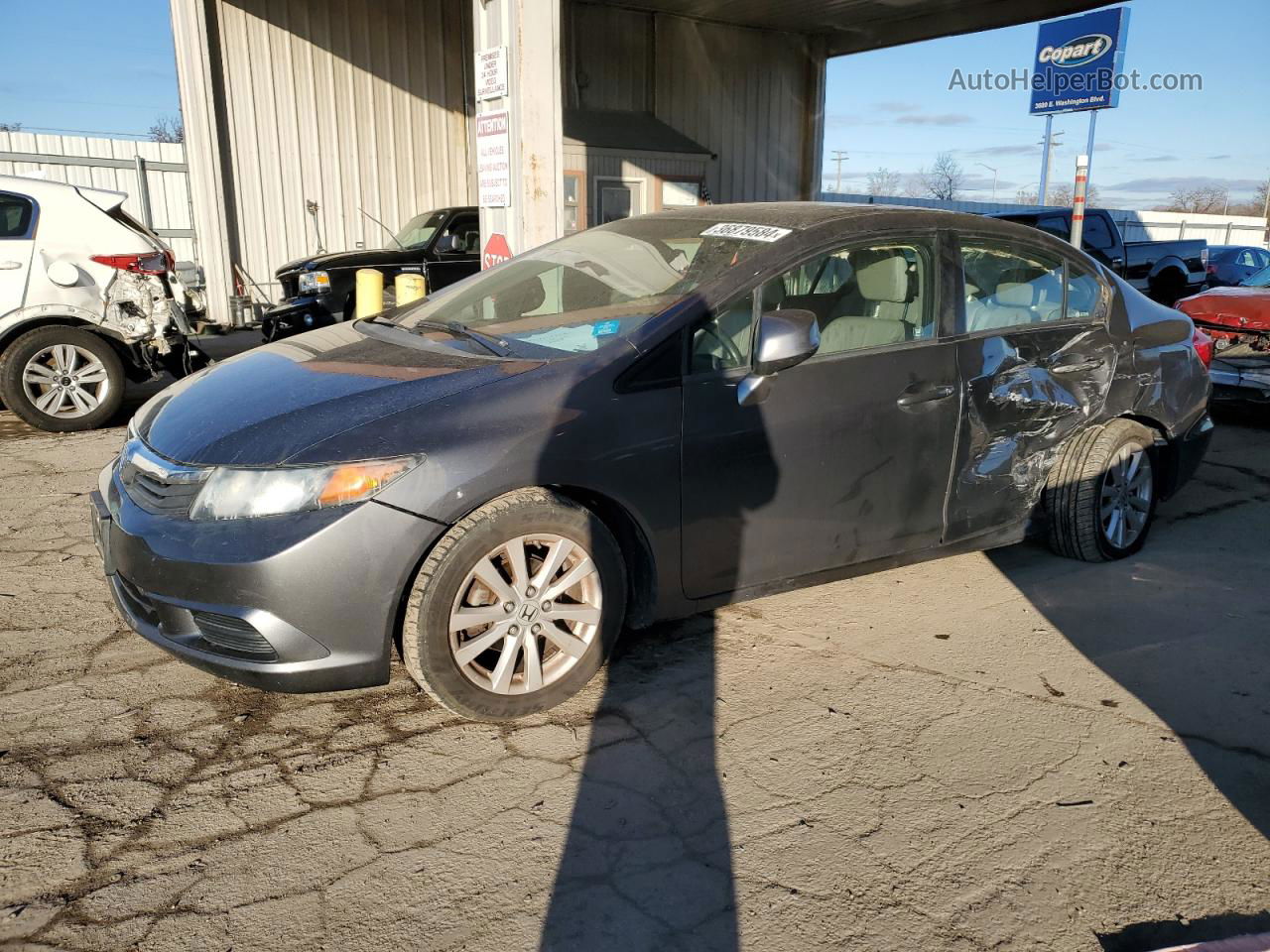 2012 Honda Civic Exl Gray vin: 19XFB2F92CE023281