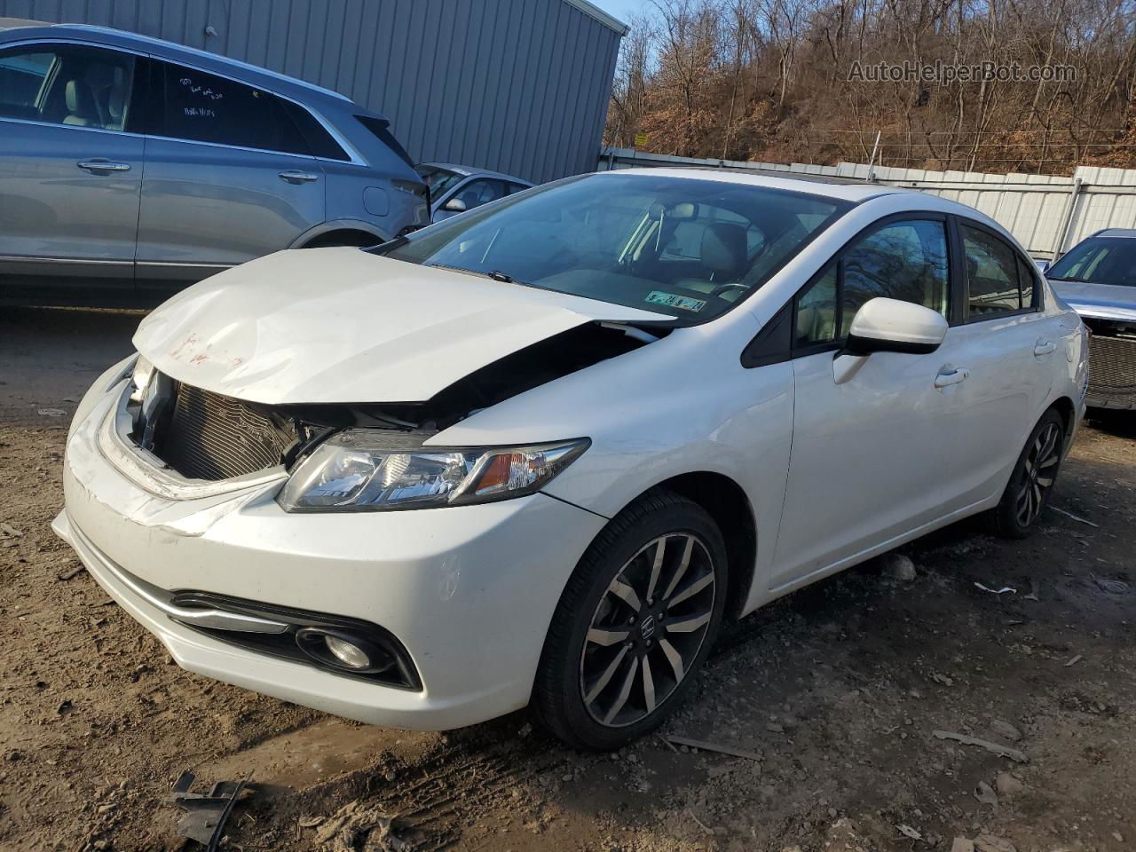 2015 Honda Civic Exl White vin: 19XFB2F93FE077693