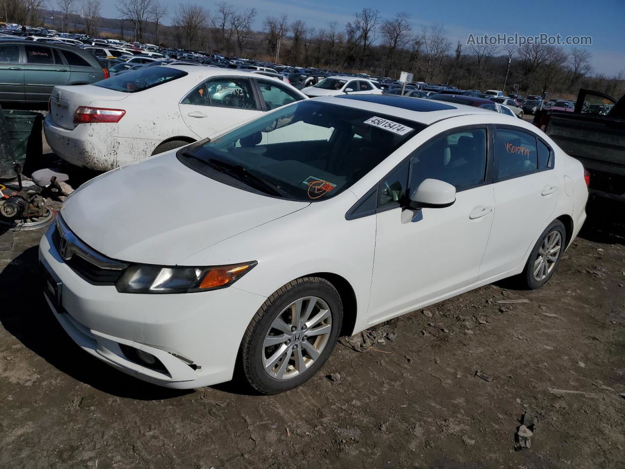 2012 Honda Civic Exl White vin: 19XFB2F94CE360986