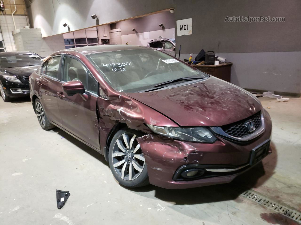 2014 Honda Civic Exl Burgundy vin: 19XFB2F95EE060084