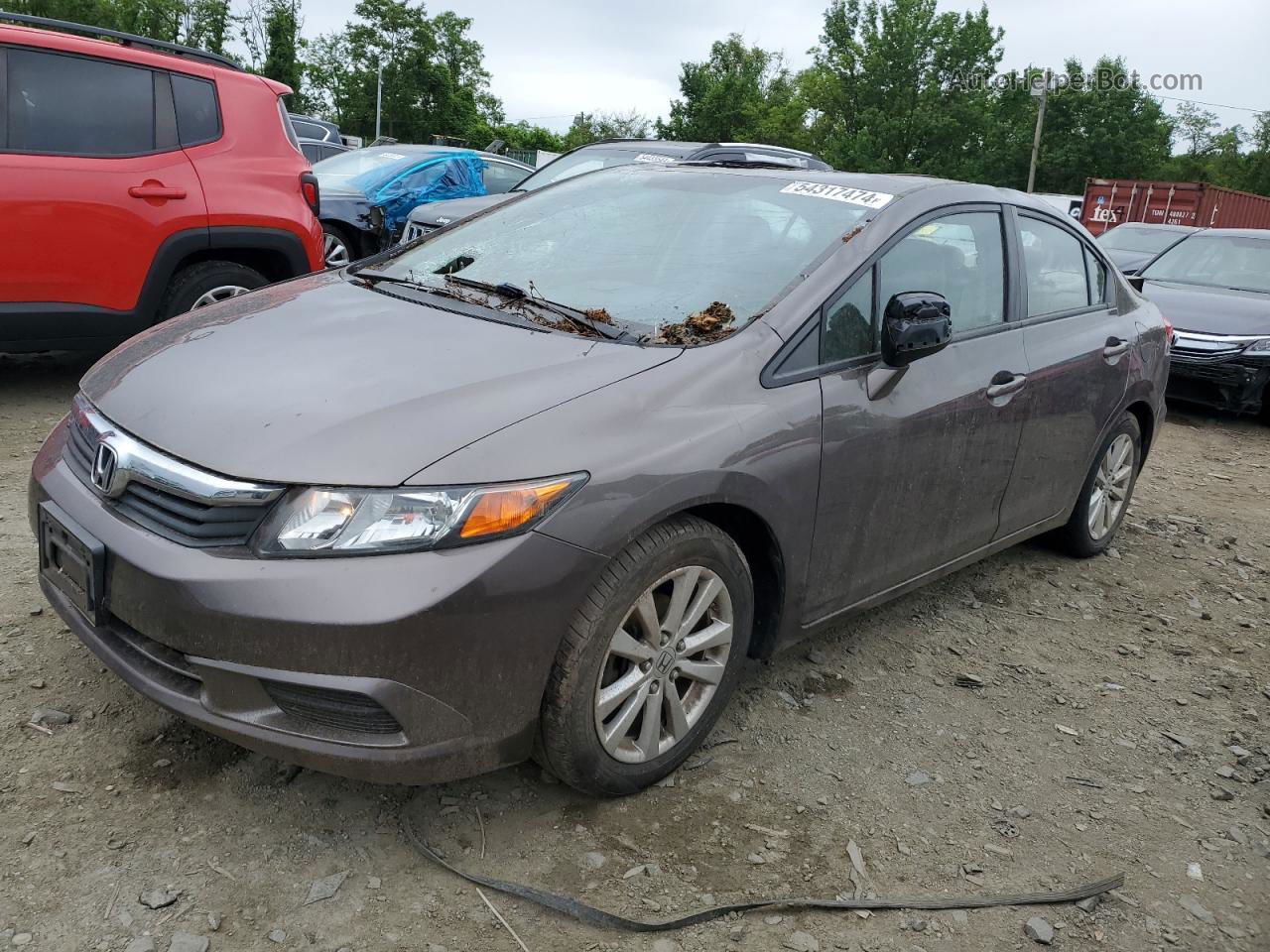 2012 Honda Civic Exl Gray vin: 19XFB2F98CE008896