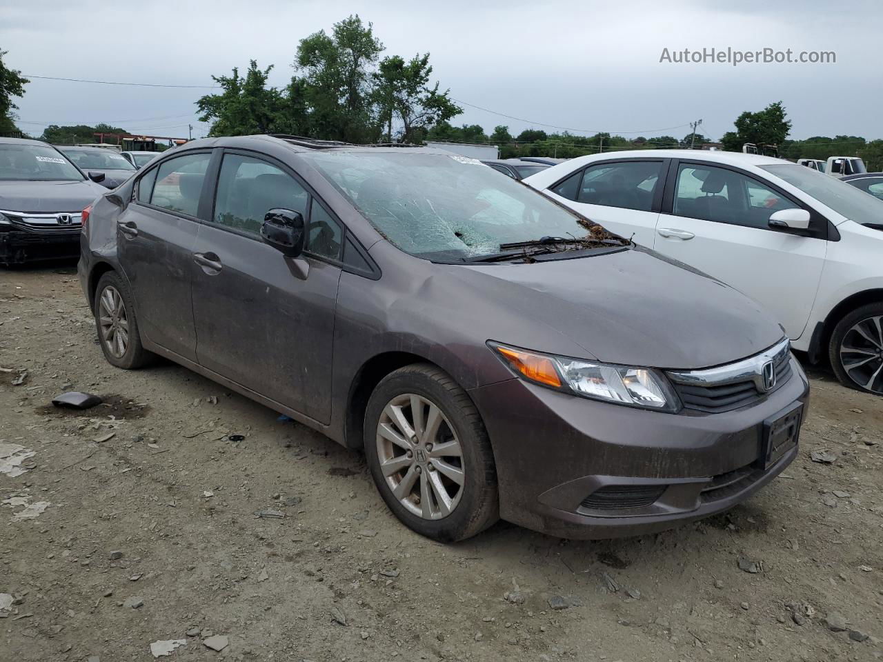 2012 Honda Civic Exl Gray vin: 19XFB2F98CE008896