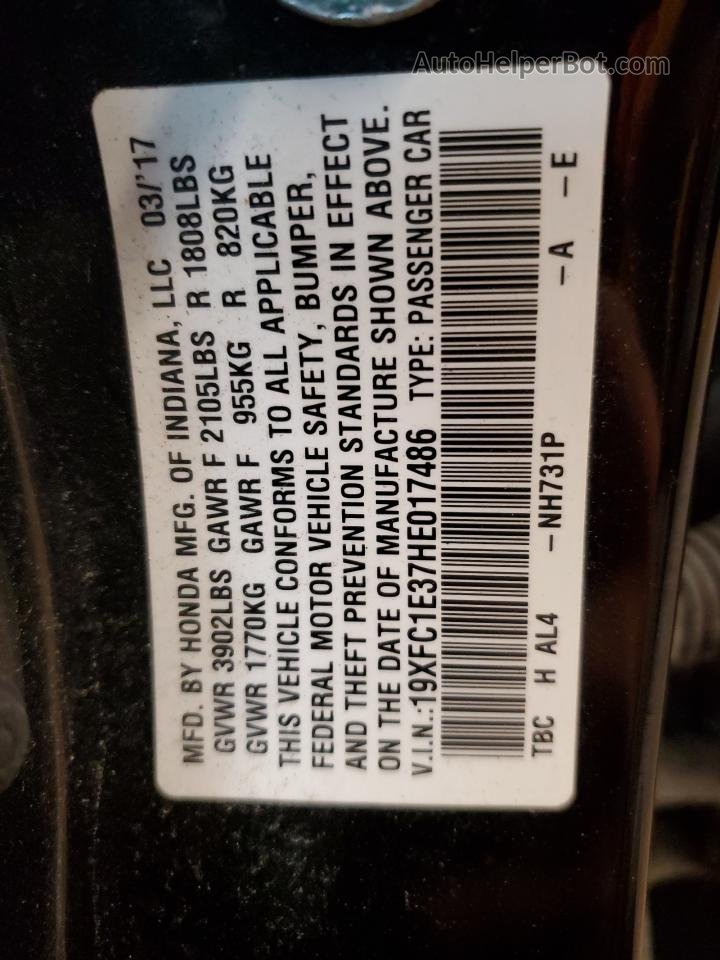 2017 Honda Civic Ex Black vin: 19XFC1E37HE017486