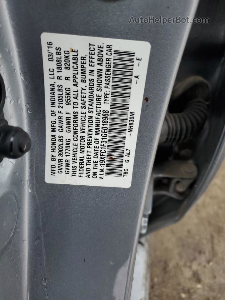 2016 Honda Civic Ex Серебряный vin: 19XFC1F31GE018968