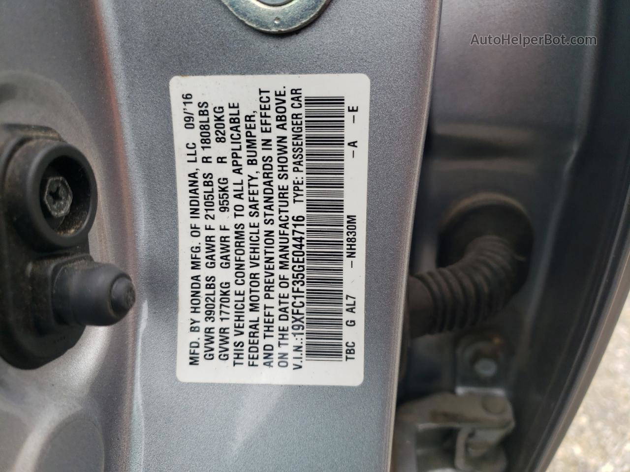 2016 Honda Civic Ex Silver vin: 19XFC1F35GE044716