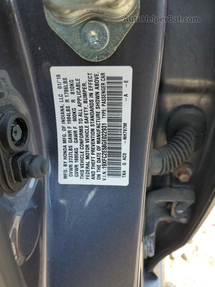 2016 Honda Civic Lx Gray vin: 19XFC2E58GE022931