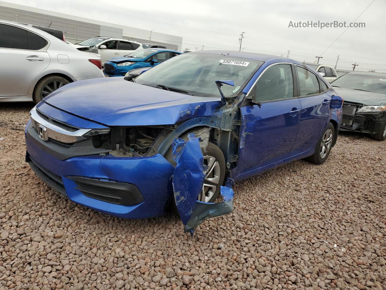 2017 Honda Civic Lx Blue vin: 19XFC2F50HE007100