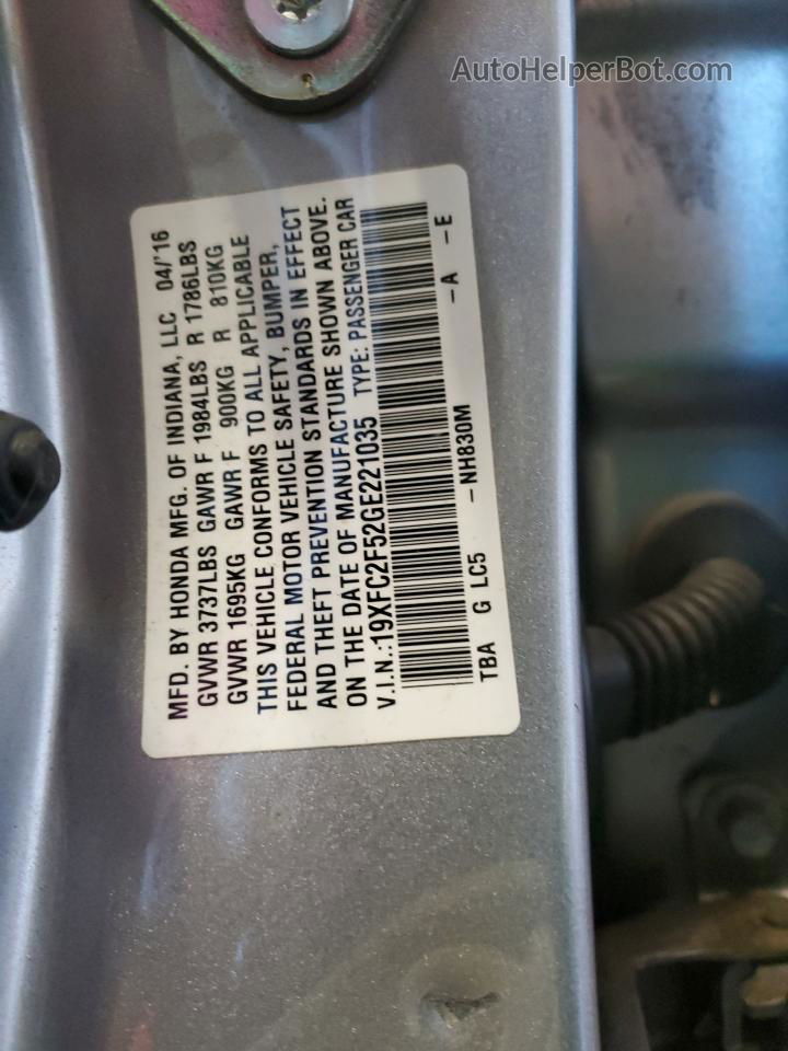 2016 Honda Civic Lx Silver vin: 19XFC2F52GE221035