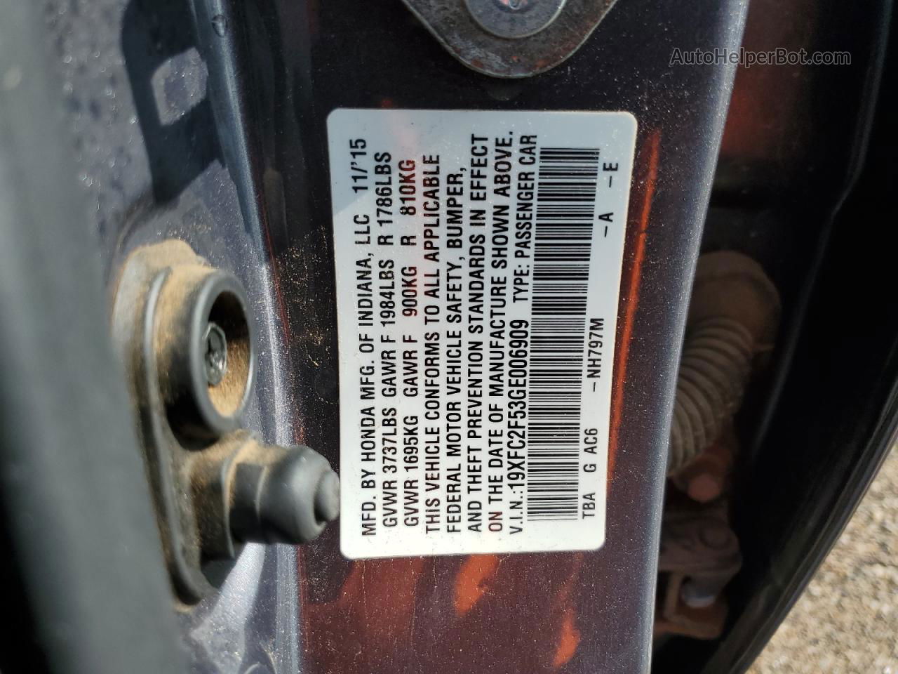 2016 Honda Civic Lx Charcoal vin: 19XFC2F53GE006909