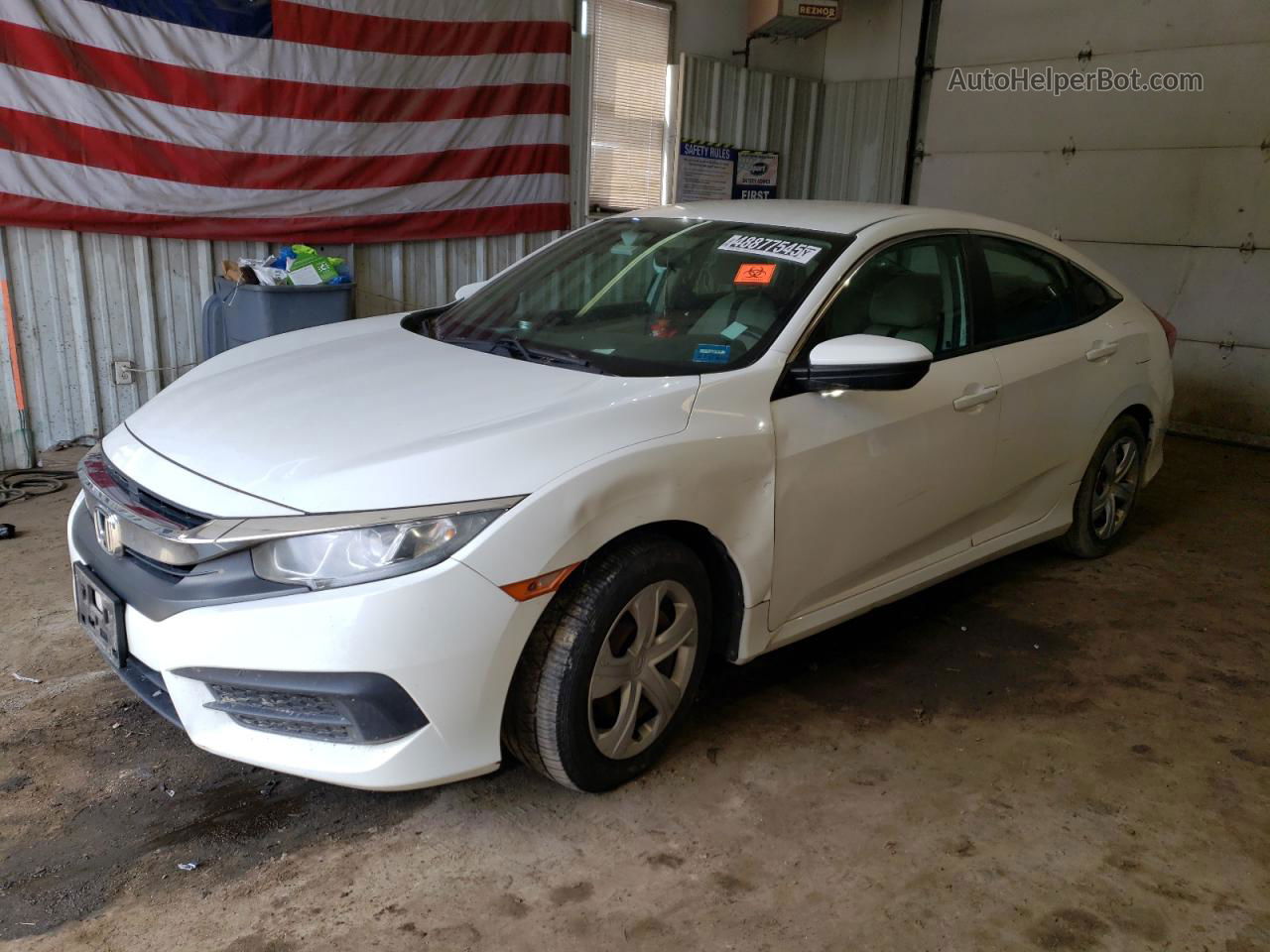 2016 Honda Civic Lx White vin: 19XFC2F55GE239920 Damage: Left Front Fender, Dent(s) W/ Paint Dmg, > 12 inches