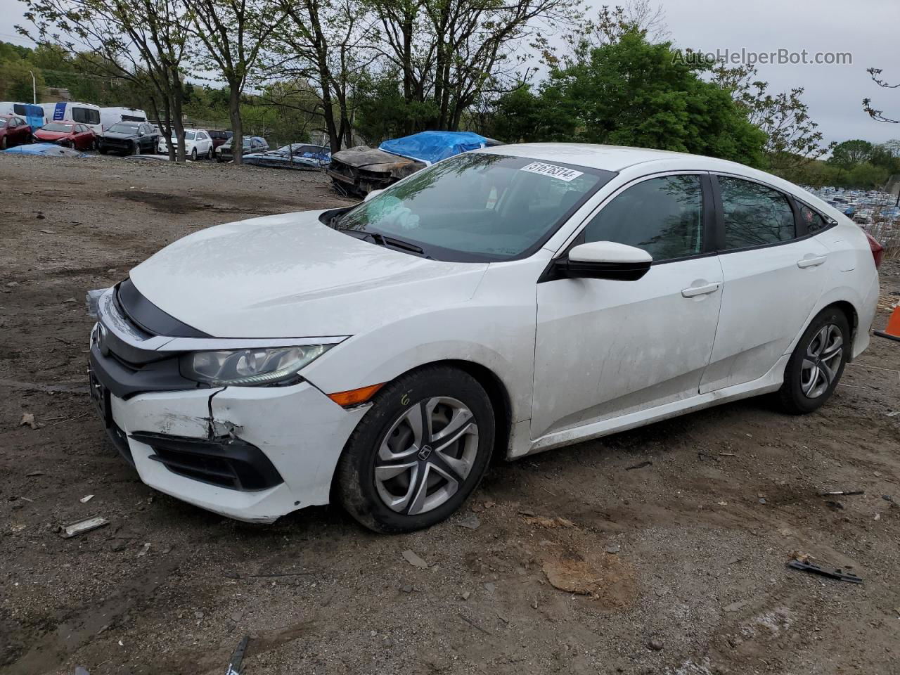 2017 Honda Civic Lx White vin: 19XFC2F55HE209835