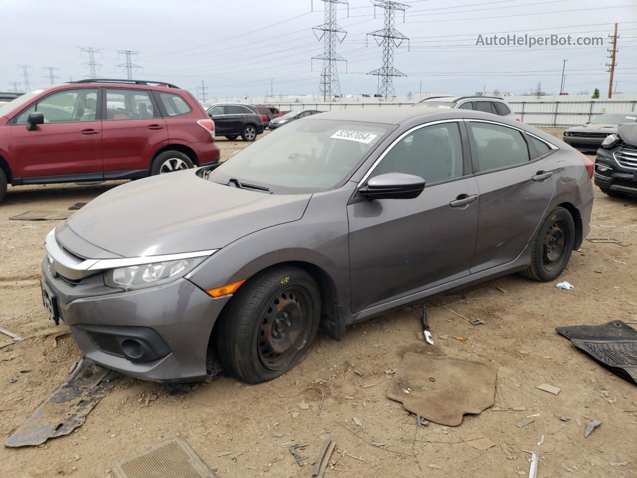 2017 Honda Civic Lx Gray vin: 19XFC2F61HE034136