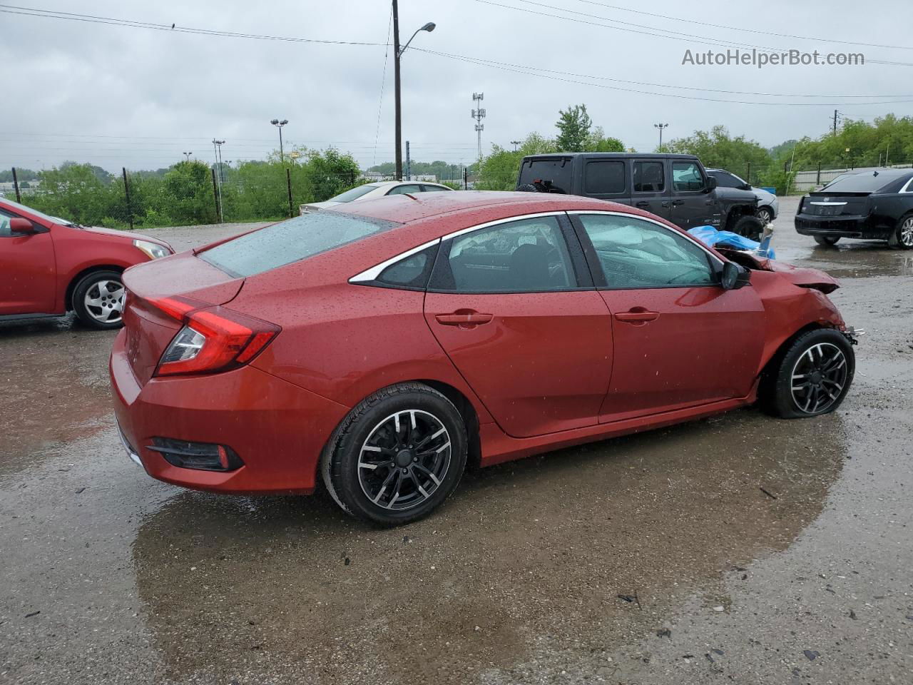 2019 Honda Civic Lx Red vin: 19XFC2F64KE026653