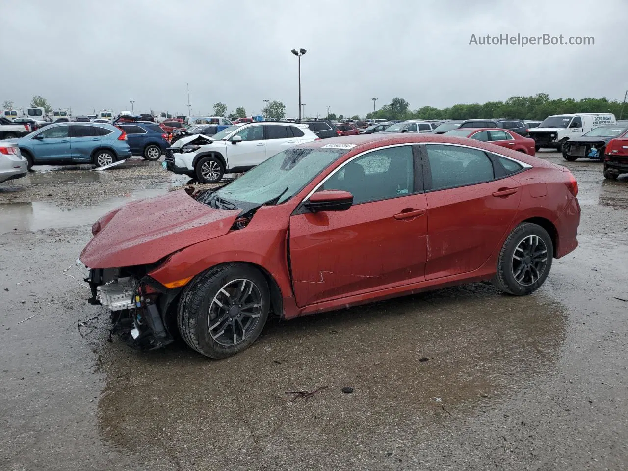 2019 Honda Civic Lx Red vin: 19XFC2F64KE026653