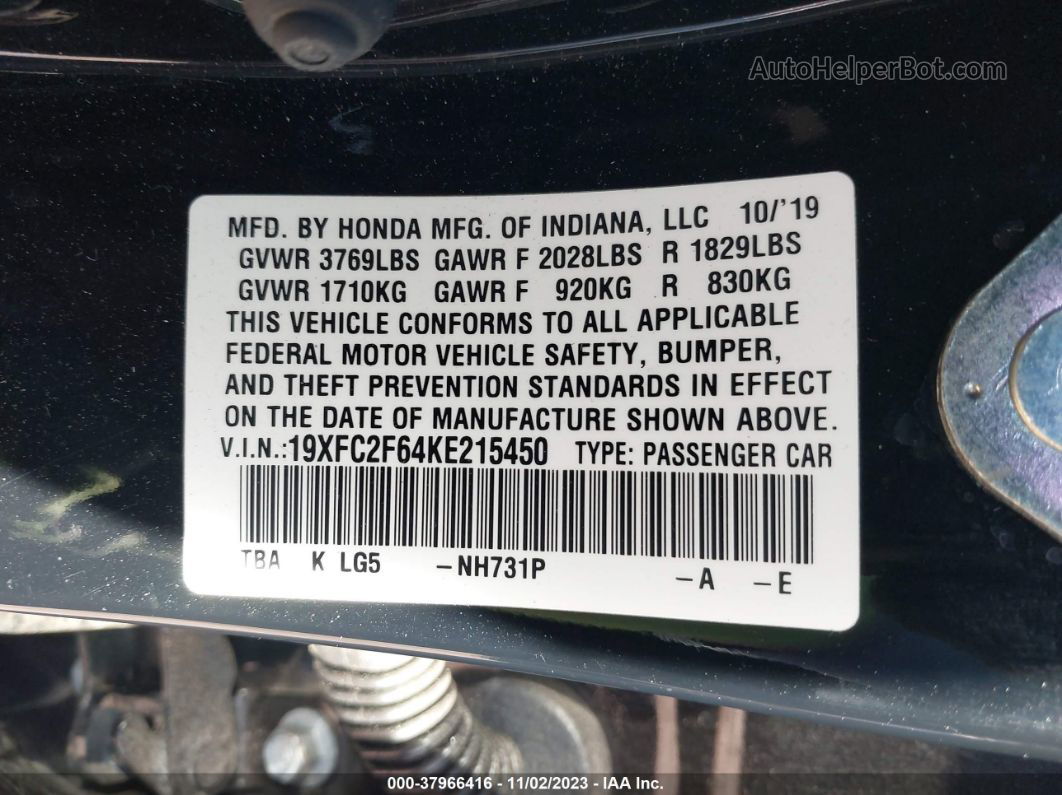 2019 Honda Civic Lx Черный vin: 19XFC2F64KE215450