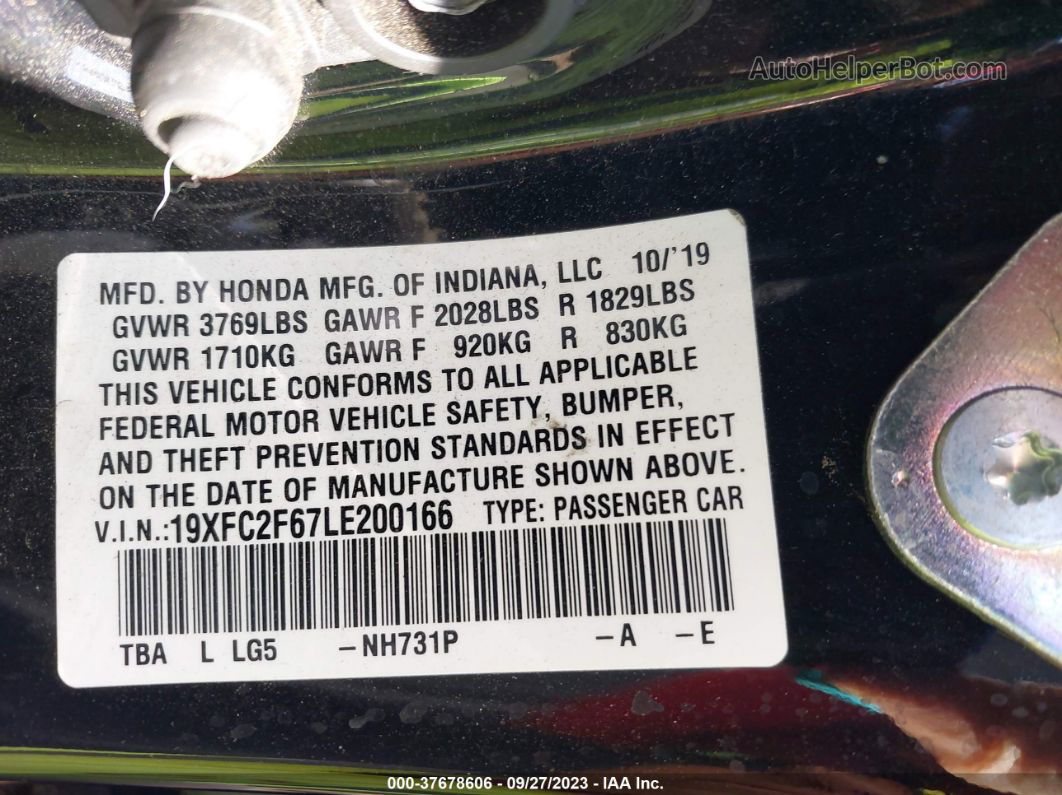 2020 Honda Civic Sedan Lx Black vin: 19XFC2F67LE200166