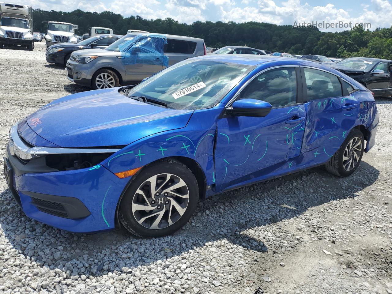 2017 Honda Civic Ex Blue vin: 19XFC2F70HE221165