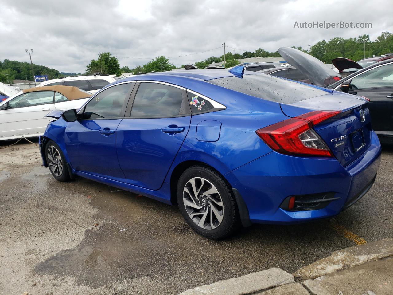 2017 Honda Civic Ex Синий vin: 19XFC2F76HE054133