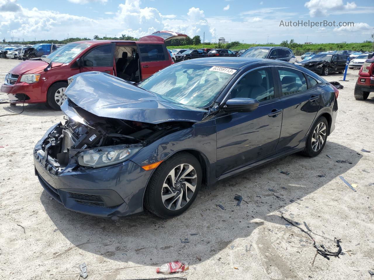 2016 Honda Civic Ex Синий vin: 19XFC2F79GE043254