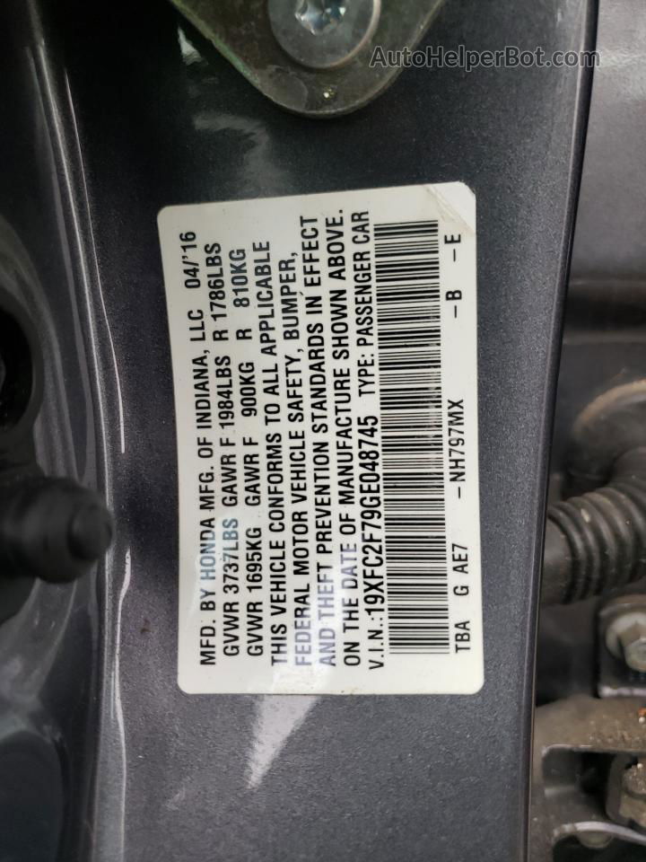 2016 Honda Civic Ex Серый vin: 19XFC2F79GE048745