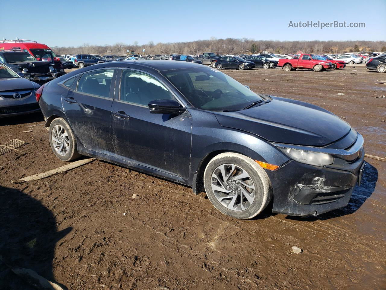 2017 Honda Civic Ex Синий vin: 19XFC2F7XHE013701