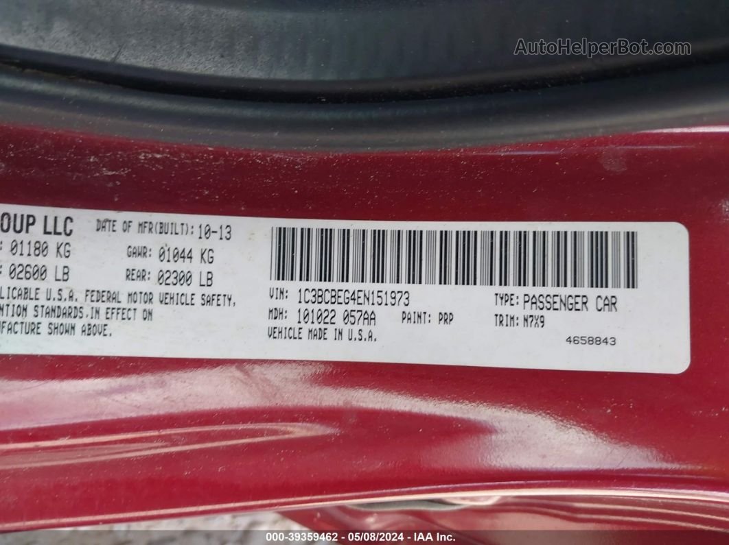 2014 Chrysler 200 Touring Red vin: 1C3BCBEG4EN151973