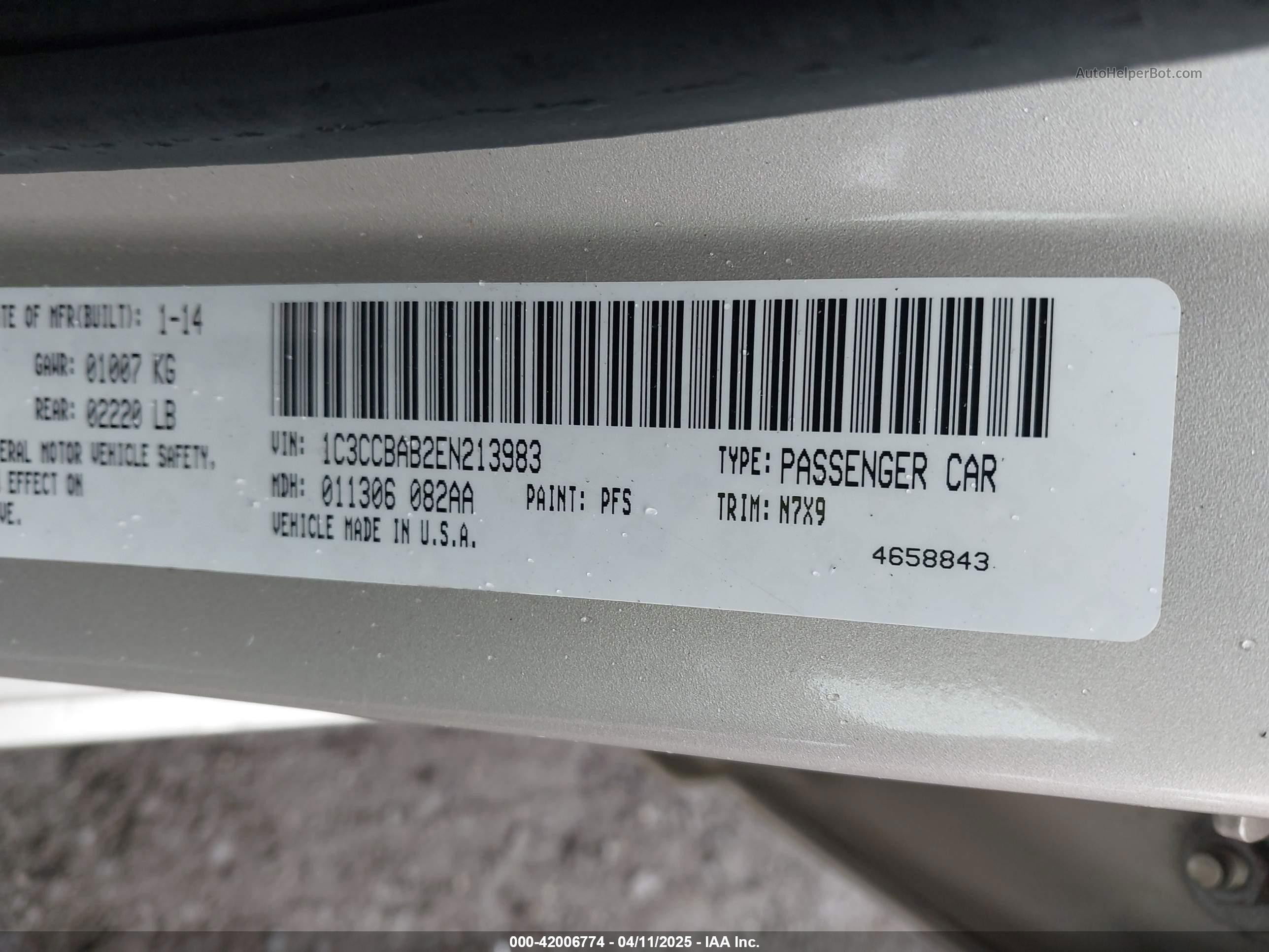 2014 Chrysler 200 Lx Золотой vin: 1C3CCBAB2EN213983