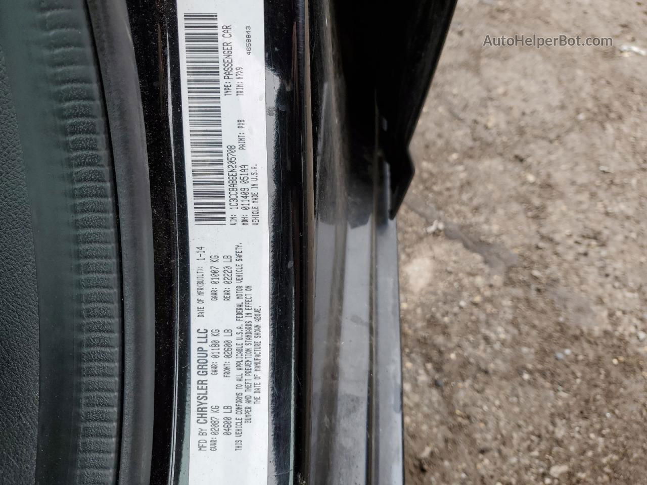 2014 Chrysler 200 Lx Black vin: 1C3CCBAB6EN205708