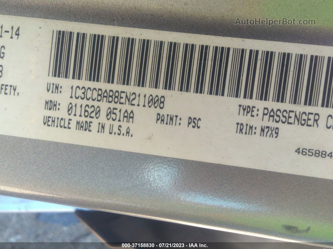 2014 Chrysler 200 Lx Silver vin: 1C3CCBAB8EN211008