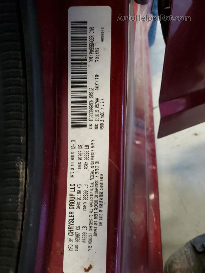 2014 Chrysler 200 Lx Бордовый vin: 1C3CCBAG0EN190912