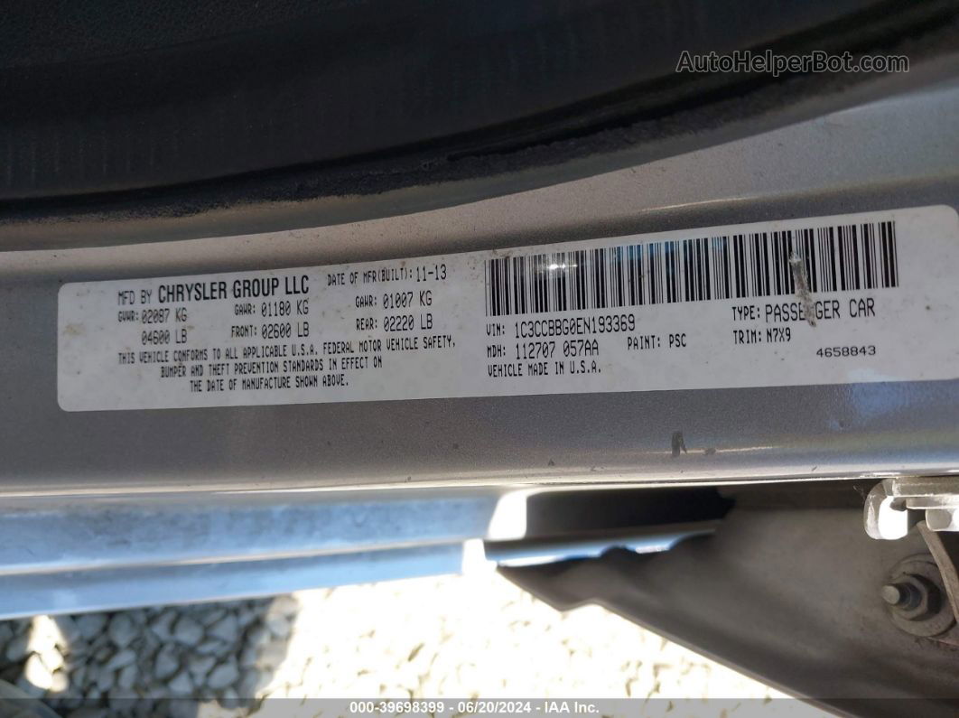 2014 Chrysler 200 Touring Silver vin: 1C3CCBBG0EN193369