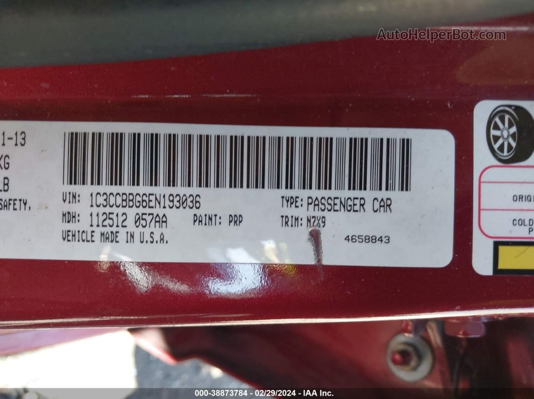 2014 Chrysler 200 Touring Red vin: 1C3CCBBG6EN193036