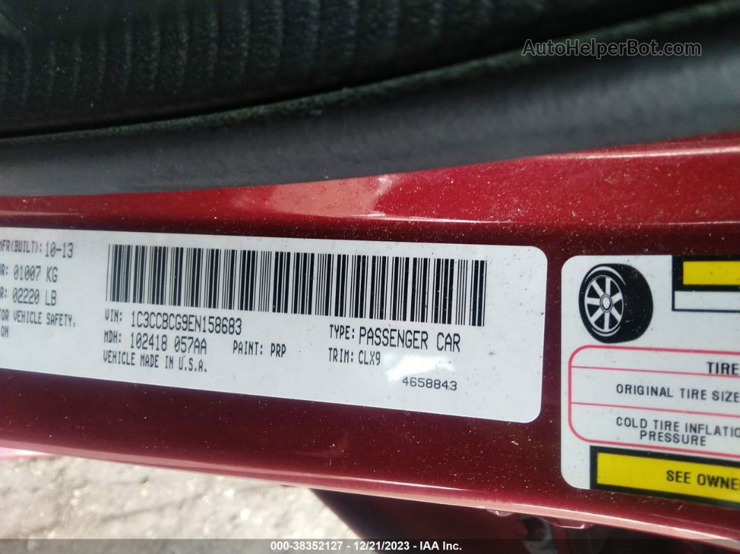 2014 Chrysler 200 Limited Red vin: 1C3CCBCG9EN158683
